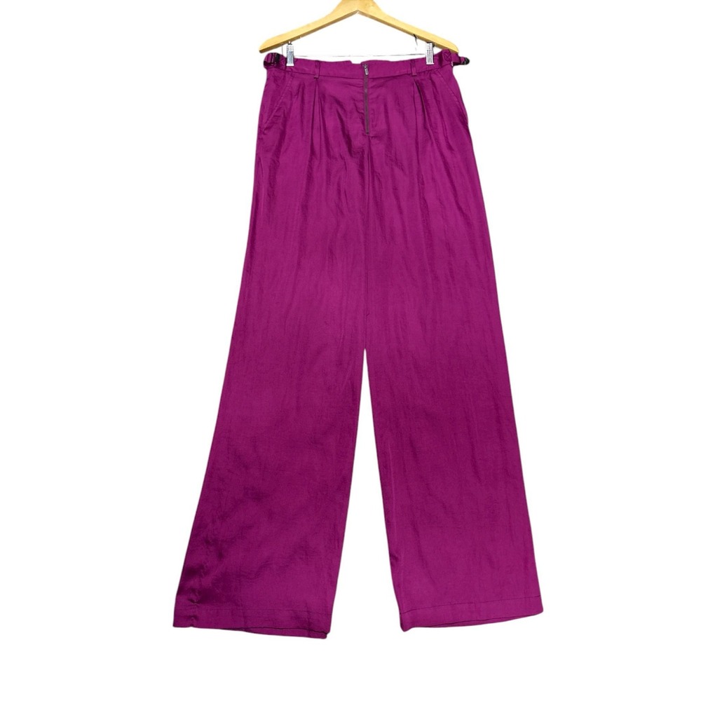 BCBG Maxazria Plum  Wide Leg Trouser Pants Office - Tall Girl Friendly Medium